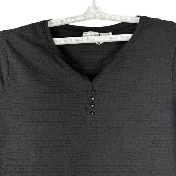 White Stag Womens Plus V-Neck Short Sleeve Black Textured Top Size 22W - Picture 2 of 7